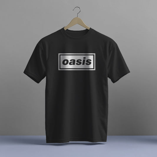 OASIS LOGO PRINT BLACK OR WHITE HIGH QUALITY HEAVY COTTON T-SHIRT (UNISEX)