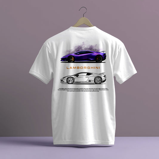LAMBORGHINI PURPLE DESIGN CAR PRINT HIGH QUALITY HEAVY COTTON T-SHIRT (UNISEX)