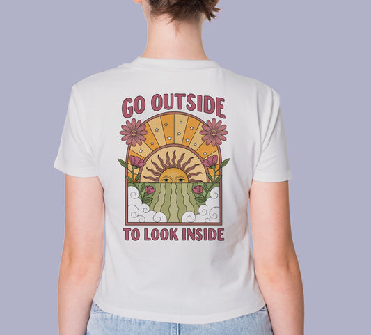 GO OUTSIDE TO LOOK INSIDE DESIGN HIGH QUALITY HEAVY COTTON T-SHIRT (UNISEX)