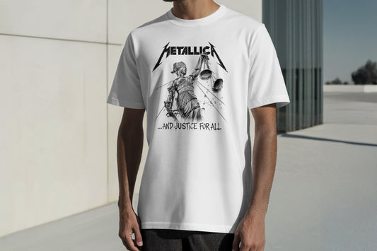 METALLICA 'AND JUSTICE FOR ALL' HIGH QUALITY HEAVY COTTON T-SHIRT (UNISEX)