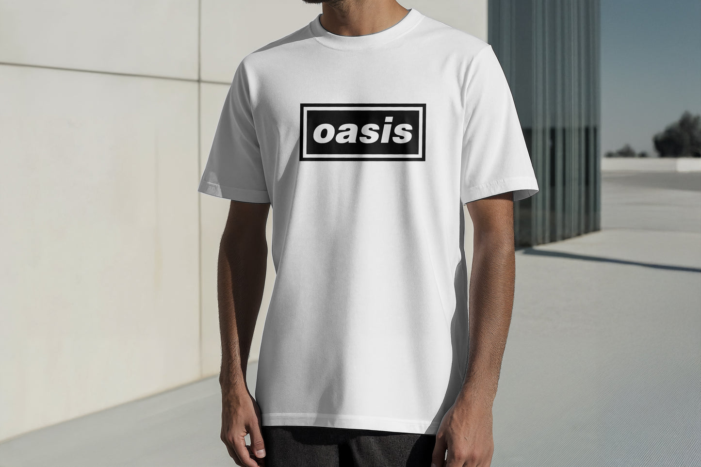OASIS LOGO PRINT BLACK OR WHITE HIGH QUALITY HEAVY COTTON T-SHIRT (UNISEX)