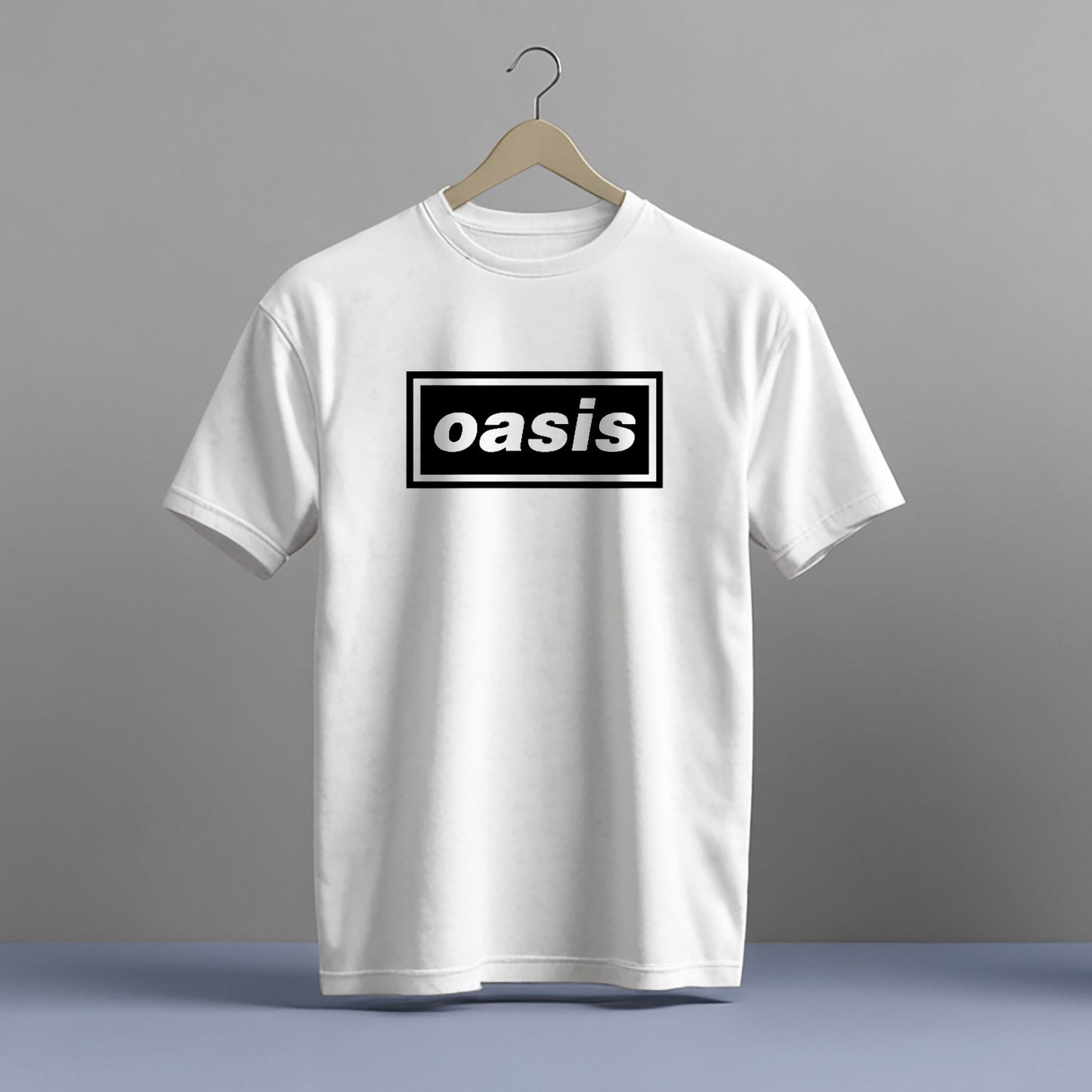 OASIS LOGO PRINT BLACK OR WHITE HIGH QUALITY HEAVY COTTON T-SHIRT (UNISEX)