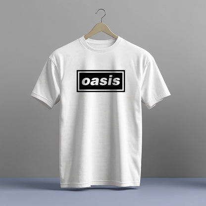 OASIS LOGO PRINT BLACK OR WHITE HIGH QUALITY HEAVY COTTON T-SHIRT (UNISEX)