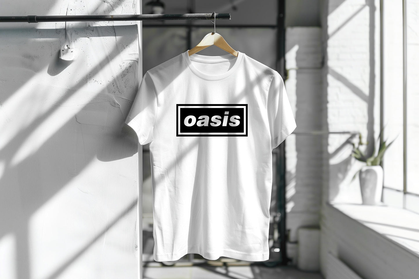 OASIS LOGO PRINT BLACK OR WHITE HIGH QUALITY HEAVY COTTON T-SHIRT (UNISEX)