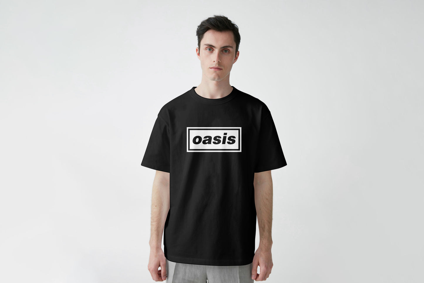 OASIS LOGO PRINT BLACK OR WHITE HIGH QUALITY HEAVY COTTON T-SHIRT (UNISEX)