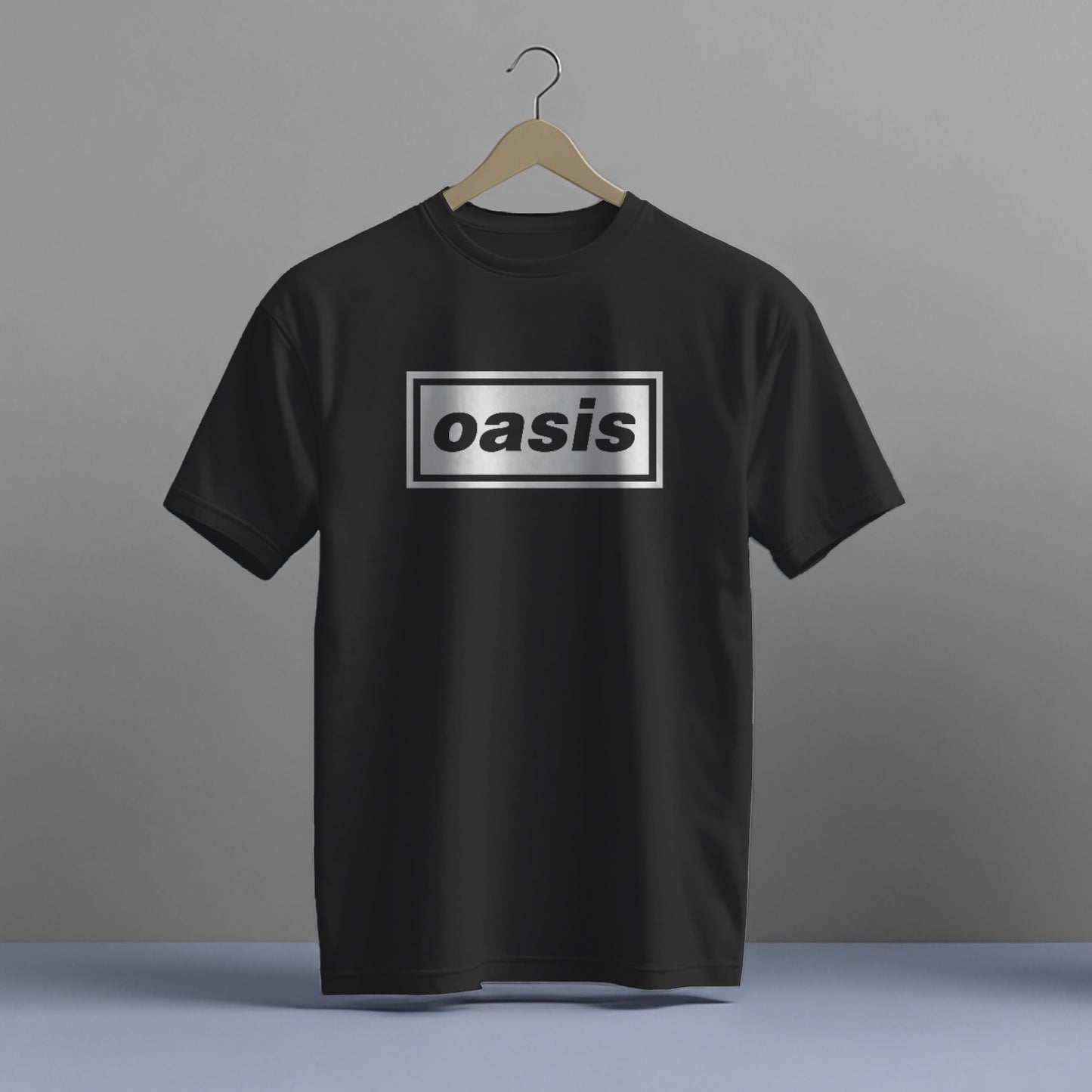OASIS LOGO PRINT BLACK OR WHITE HIGH QUALITY HEAVY COTTON T-SHIRT (UNISEX)