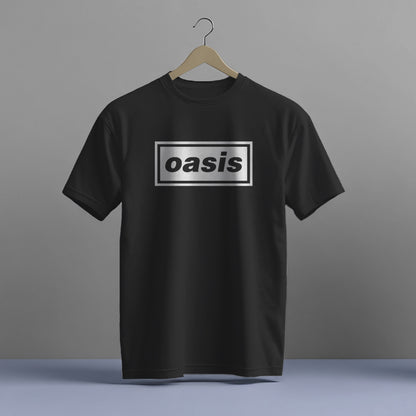 OASIS LOGO PRINT BLACK OR WHITE HIGH QUALITY HEAVY COTTON T-SHIRT (UNISEX)