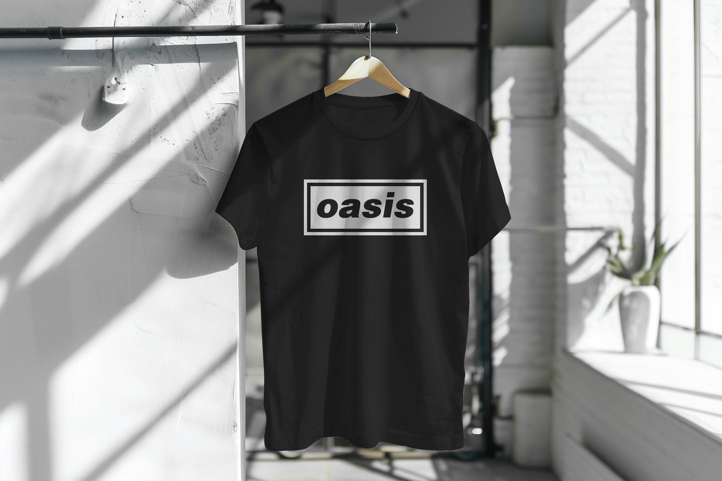 OASIS LOGO PRINT BLACK OR WHITE HIGH QUALITY HEAVY COTTON T-SHIRT (UNISEX)