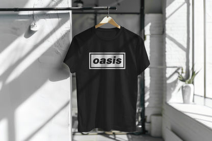 OASIS LOGO PRINT BLACK OR WHITE HIGH QUALITY HEAVY COTTON T-SHIRT (UNISEX)
