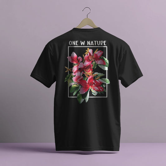 ONE W NATURE FLORAL GRAPHIC PRINT HIGH QUALITY HEAVY COTTON T-SHIRT (UNISEX)