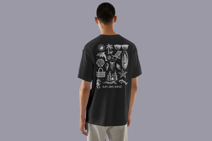 SUN SEA SAND BEACH THEMED GRAPHIC PRINT HIGH QUALITY HEAVY COTTON T-SHIRT (UNISEX)