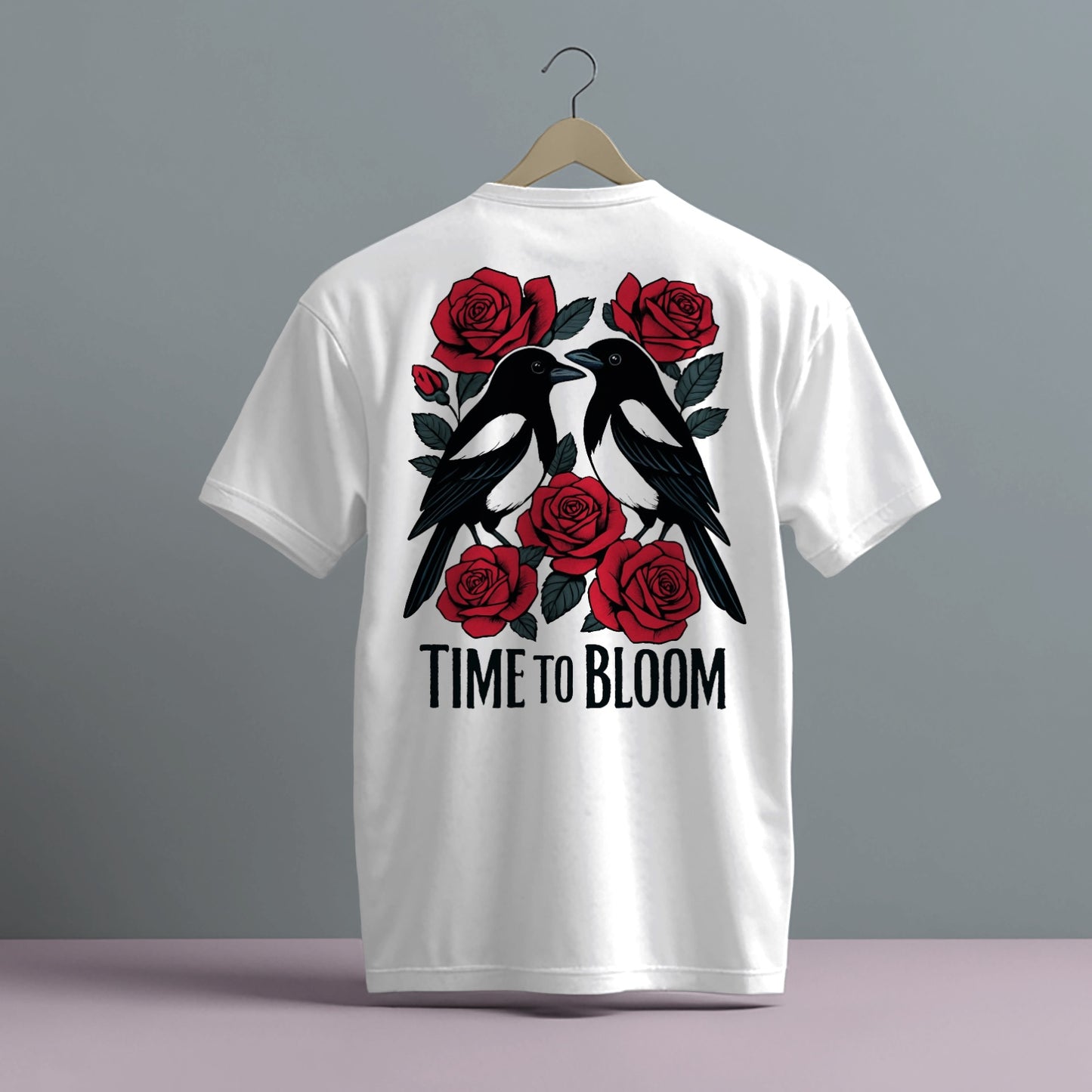 TIME TO BLOOM FLORAL GRAPHIC PRINT HIGH QUALITY HEAVY COTTON T-SHIRT (UNISEX)