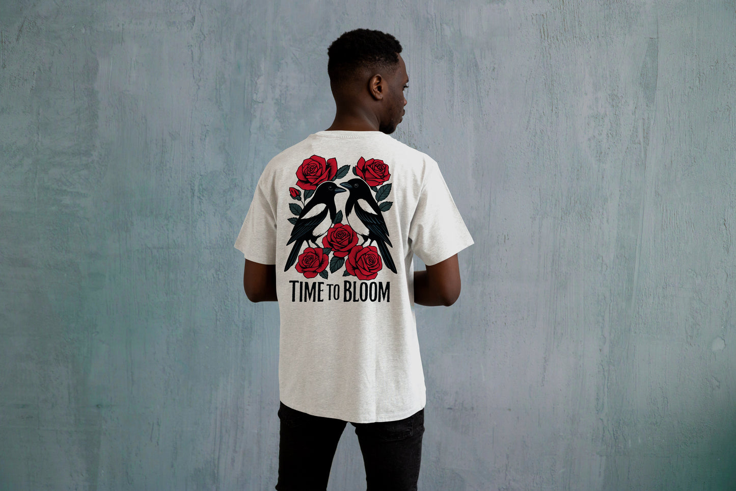 TIME TO BLOOM FLORAL GRAPHIC PRINT HIGH QUALITY HEAVY COTTON T-SHIRT (UNISEX)
