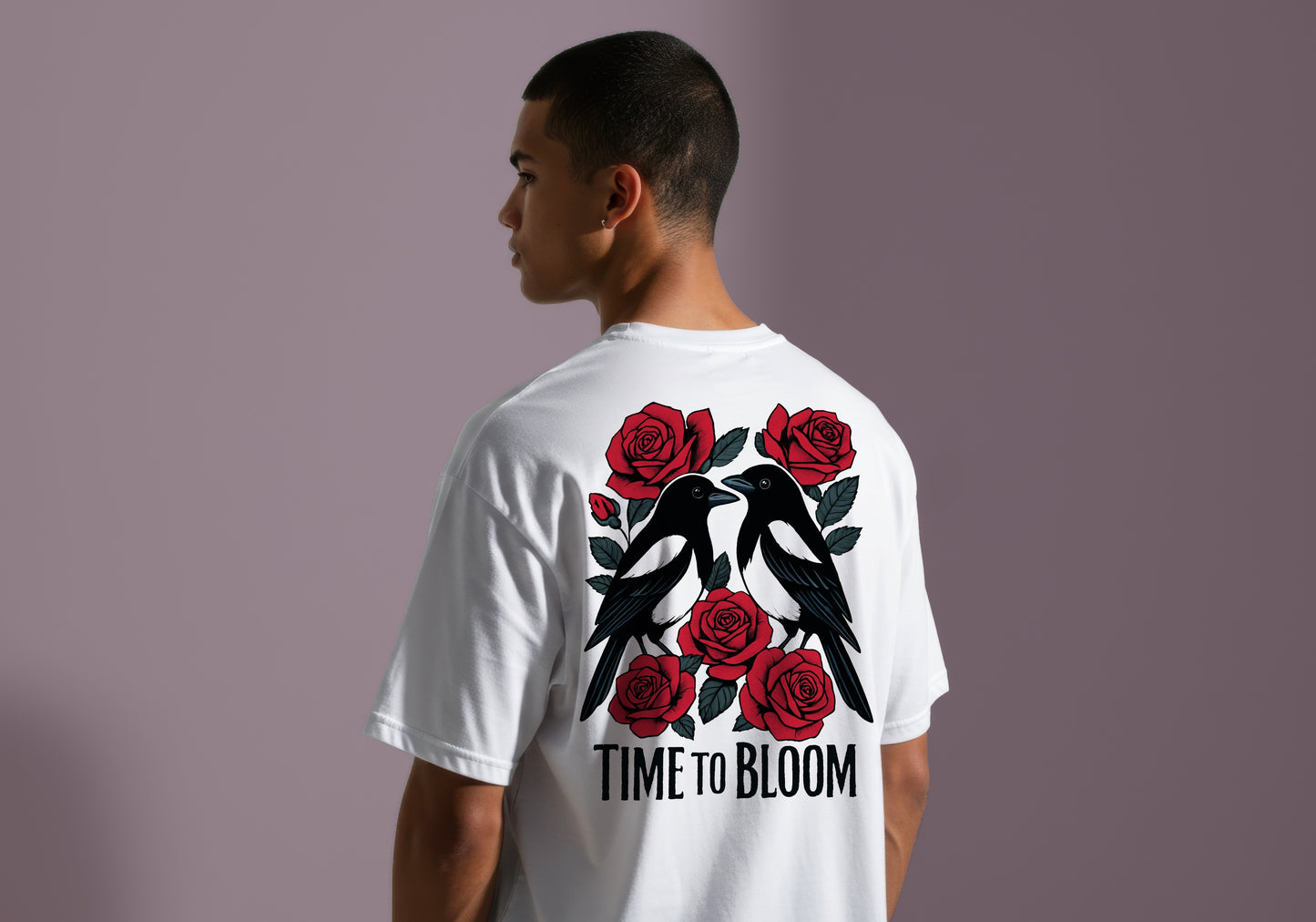 TIME TO BLOOM FLORAL GRAPHIC PRINT HIGH QUALITY HEAVY COTTON T-SHIRT (UNISEX)