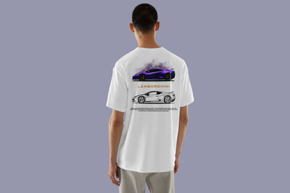 LAMBORGHINI PURPLE DESIGN CAR PRINT HIGH QUALITY HEAVY COTTON T-SHIRT (UNISEX)