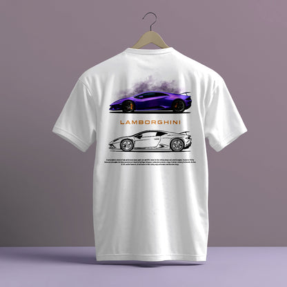 LAMBORGHINI PURPLE DESIGN CAR PRINT HIGH QUALITY HEAVY COTTON T-SHIRT (UNISEX)