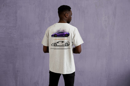 LAMBORGHINI PURPLE DESIGN CAR PRINT HIGH QUALITY HEAVY COTTON T-SHIRT (UNISEX)