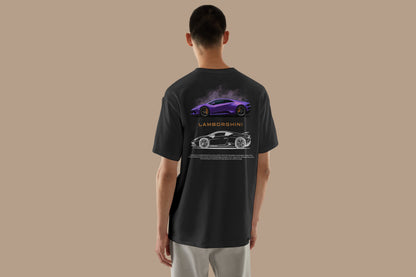 LAMBORGHINI PURPLE DESIGN CAR PRINT HIGH QUALITY HEAVY COTTON T-SHIRT (UNISEX)