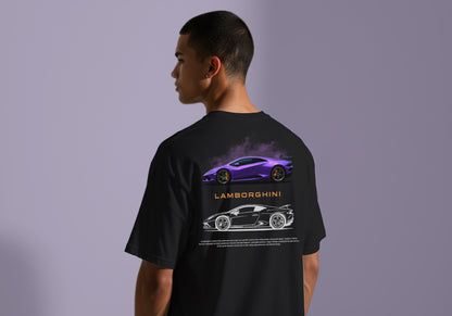 LAMBORGHINI PURPLE DESIGN CAR PRINT HIGH QUALITY HEAVY COTTON T-SHIRT (UNISEX)