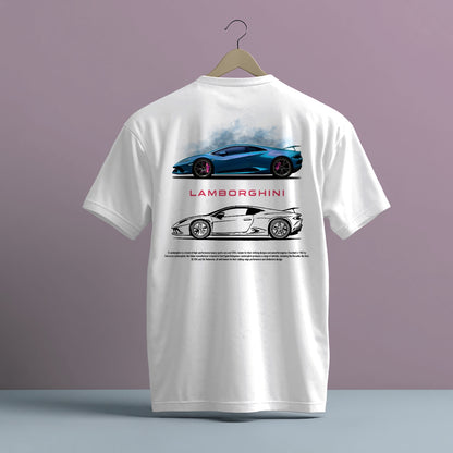 LAMBORGHINI BLUE DESIGN CAR PRINT HIGH QUALITY HEAVY COTTON T-SHIRT (UNISEX)