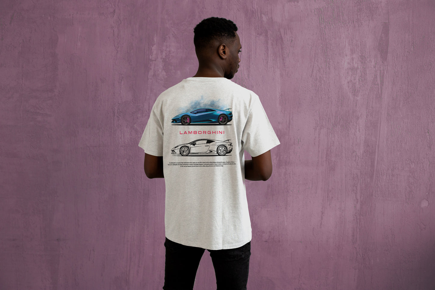 LAMBORGHINI BLUE DESIGN CAR PRINT HIGH QUALITY HEAVY COTTON T-SHIRT (UNISEX)