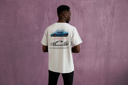 LAMBORGHINI BLUE DESIGN CAR PRINT HIGH QUALITY HEAVY COTTON T-SHIRT (UNISEX)