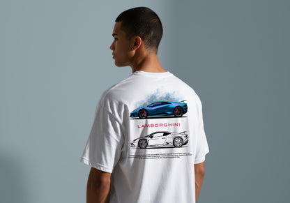 LAMBORGHINI BLUE DESIGN CAR PRINT HIGH QUALITY HEAVY COTTON T-SHIRT (UNISEX)