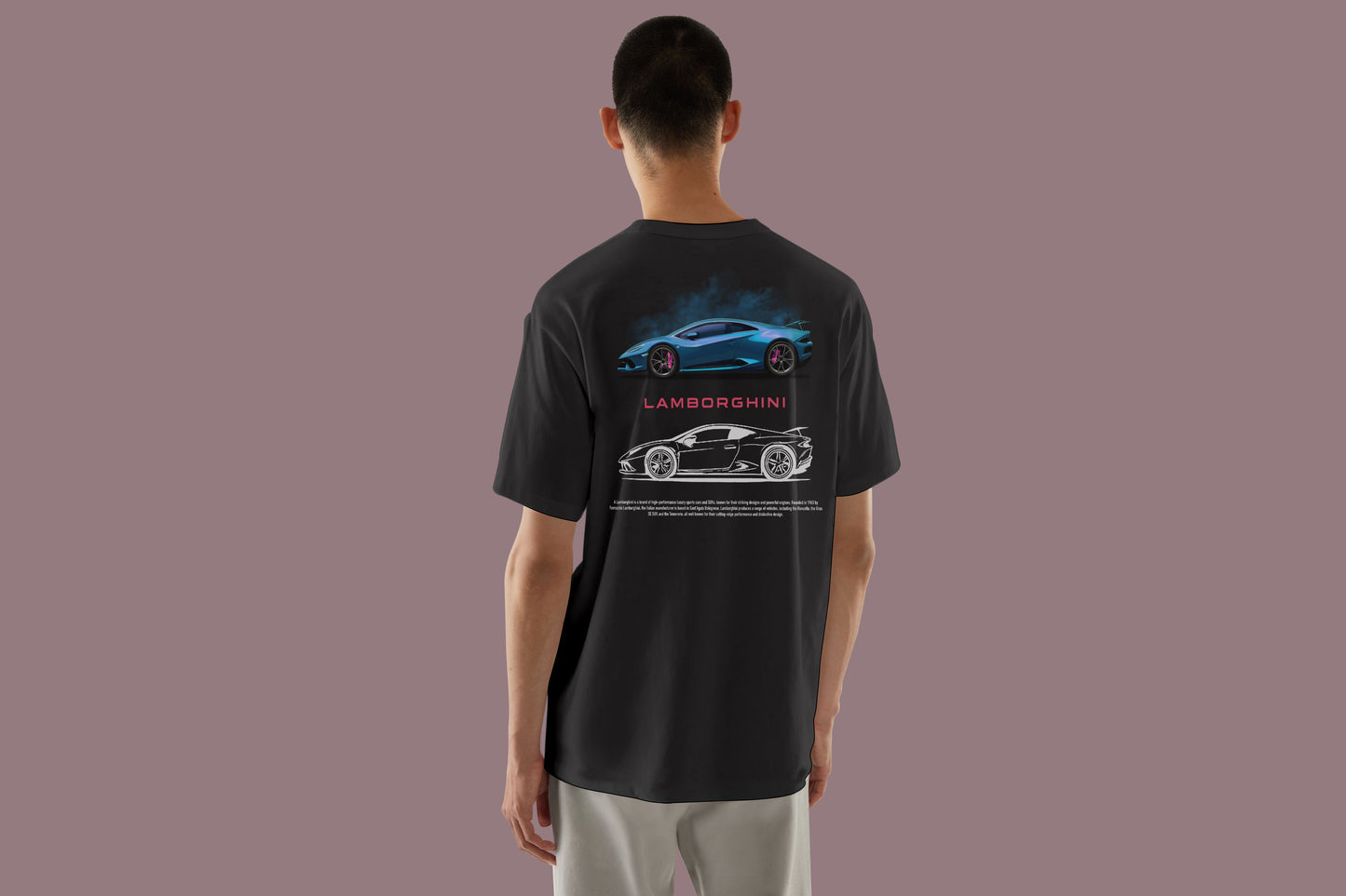 LAMBORGHINI BLUE DESIGN CAR PRINT HIGH QUALITY HEAVY COTTON T-SHIRT (UNISEX)
