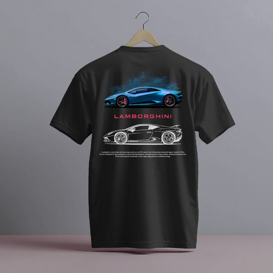 LAMBORGHINI BLUE DESIGN CAR PRINT HIGH QUALITY HEAVY COTTON T-SHIRT (UNISEX)