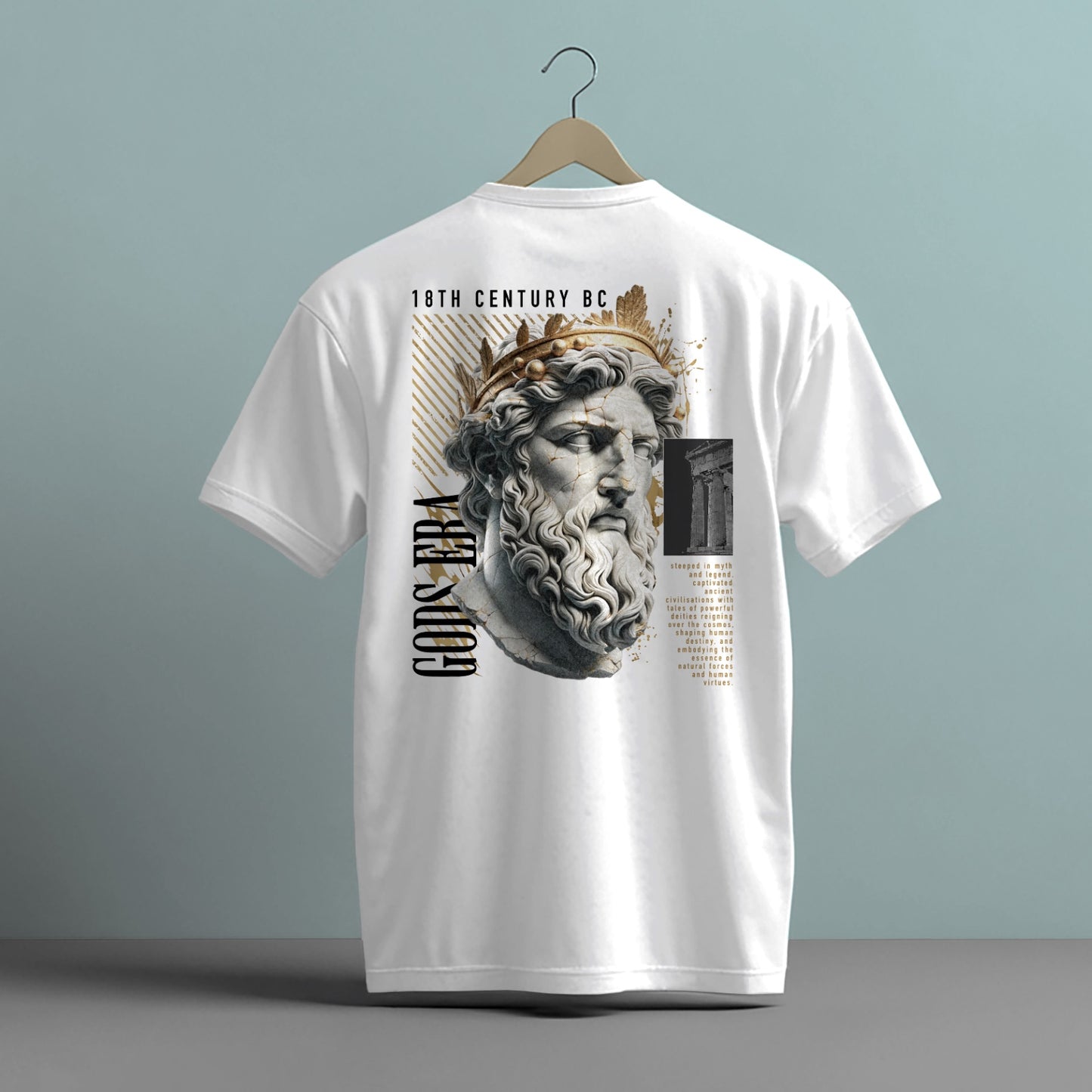 GREEK GOD 'GODS ERA' GRAPHIC PRINT HIGH QUALITY HEAVY COTTON T-SHIRT (UNISEX)
