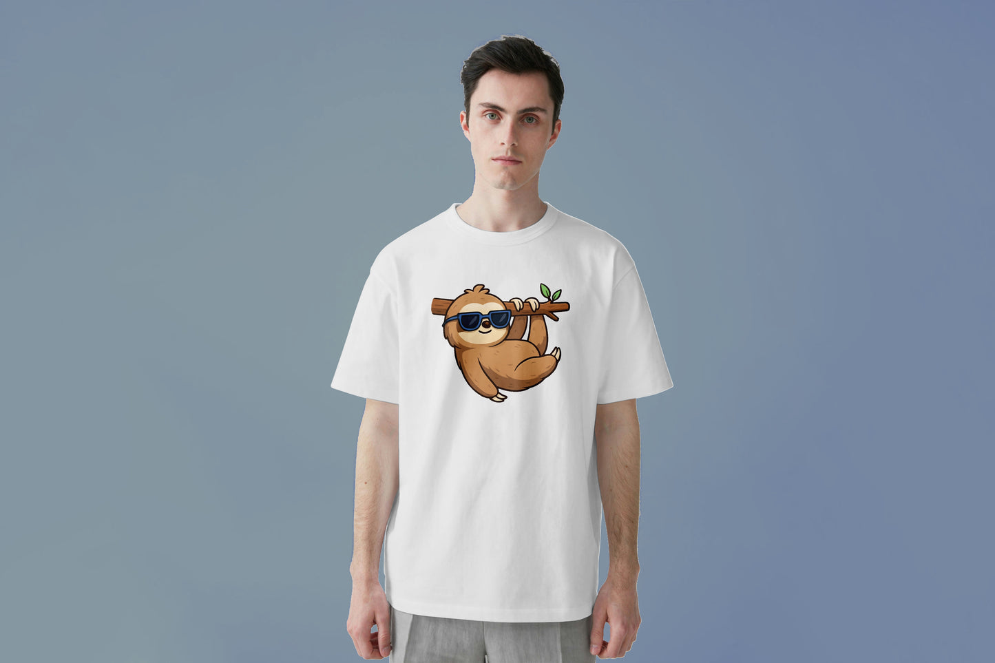 SLOTH IN THE TREE GRAPGIC PRINT HIGH QUALITY HEAVY COTTON T-SHIRT (UNISEX)