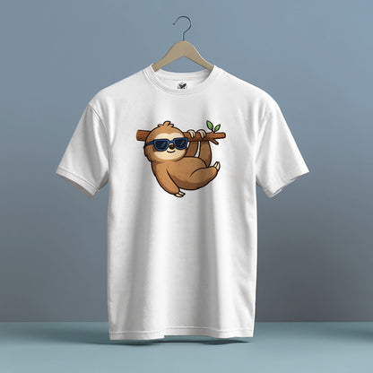 SLOTH IN THE TREE GRAPGIC PRINT HIGH QUALITY HEAVY COTTON T-SHIRT (UNISEX)