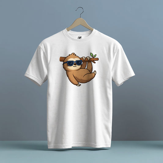 SLOTH IN THE TREE GRAPGIC PRINT HIGH QUALITY HEAVY COTTON T-SHIRT (UNISEX)