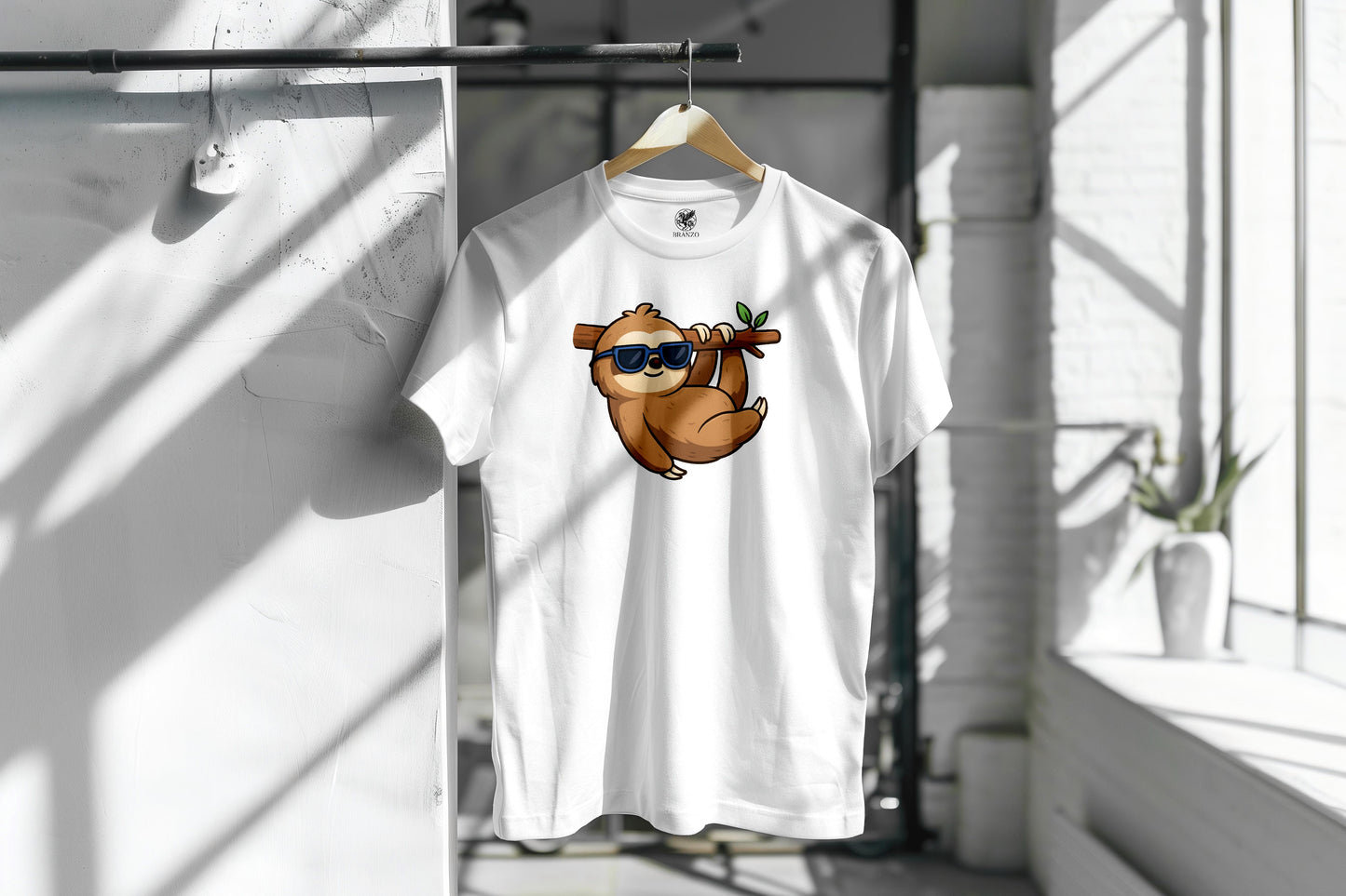 SLOTH IN THE TREE GRAPGIC PRINT HIGH QUALITY HEAVY COTTON T-SHIRT (UNISEX)