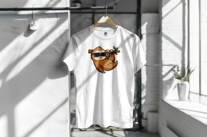 SLOTH IN THE TREE GRAPGIC PRINT HIGH QUALITY HEAVY COTTON T-SHIRT (UNISEX)
