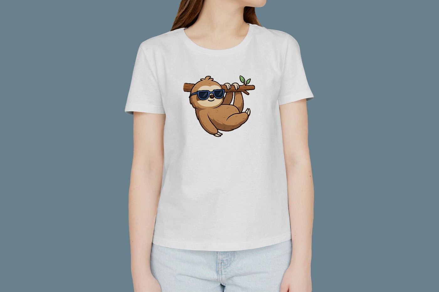 SLOTH IN THE TREE GRAPGIC PRINT HIGH QUALITY HEAVY COTTON T-SHIRT (UNISEX)