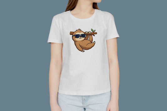 SLOTH IN THE TREE GRAPGIC PRINT HIGH QUALITY HEAVY COTTON T-SHIRT (UNISEX)