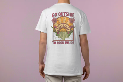GO OUTSIDE TO LOOK INSIDE DESIGN HIGH QUALITY HEAVY COTTON T-SHIRT (UNISEX)