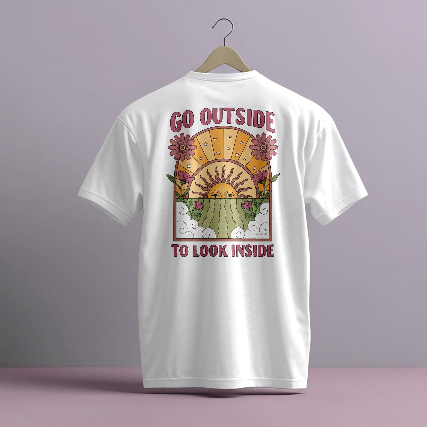 GO OUTSIDE TO LOOK INSIDE DESIGN HIGH QUALITY HEAVY COTTON T-SHIRT (UNISEX)