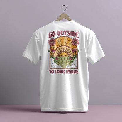 GO OUTSIDE TO LOOK INSIDE DESIGN HIGH QUALITY HEAVY COTTON T-SHIRT (UNISEX)