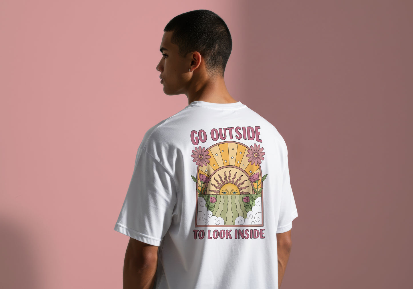 GO OUTSIDE TO LOOK INSIDE DESIGN HIGH QUALITY HEAVY COTTON T-SHIRT (UNISEX)