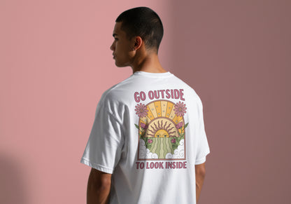 GO OUTSIDE TO LOOK INSIDE DESIGN HIGH QUALITY HEAVY COTTON T-SHIRT (UNISEX)