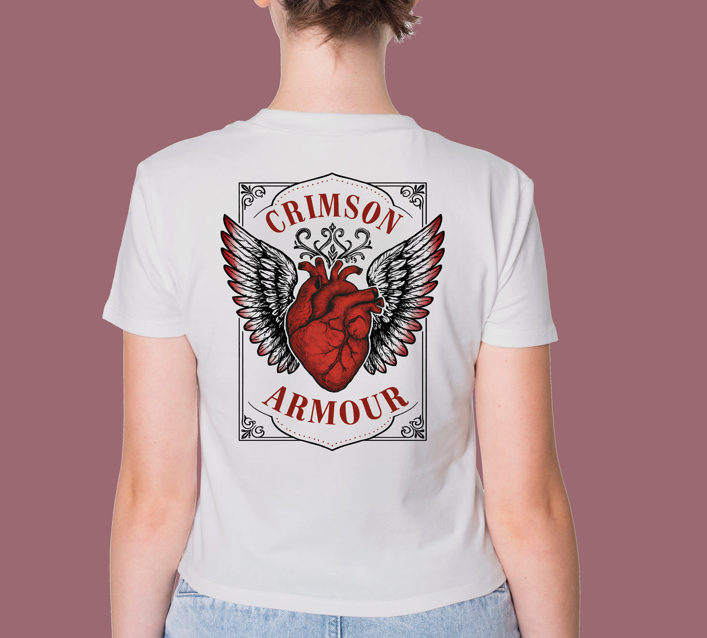 CRIMSON ARMOUR HEART DESIGN HIGH QUALITY HEAVY COTTON T-SHIRT (UNISEX)
