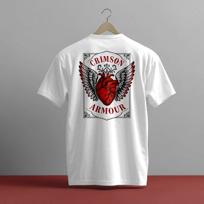 CRIMSON ARMOUR HEART DESIGN HIGH QUALITY HEAVY COTTON T-SHIRT (UNISEX)