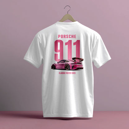 PORSCHE 911 GT3 RS PINK CAR PRINT HIGH QUALITY HEAVY COTTON T-SHIRT (UNISEX)