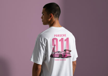 PORSCHE 911 GT3 RS PINK CAR PRINT HIGH QUALITY HEAVY COTTON T-SHIRT (UNISEX)