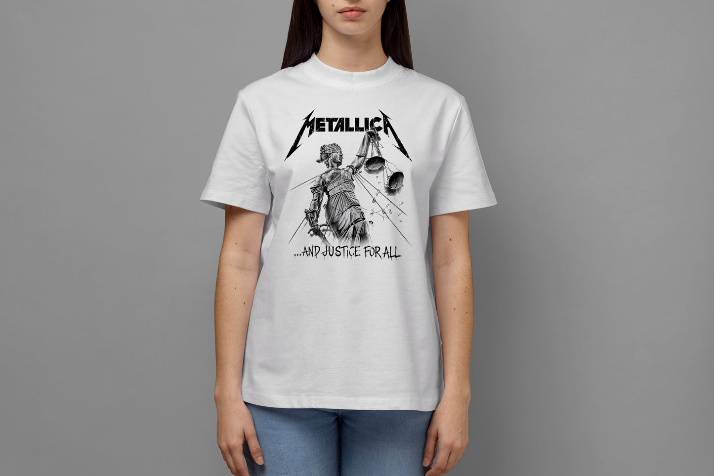 METALLICA 'AND JUSTICE FOR ALL' HIGH QUALITY HEAVY COTTON T-SHIRT (UNISEX)
