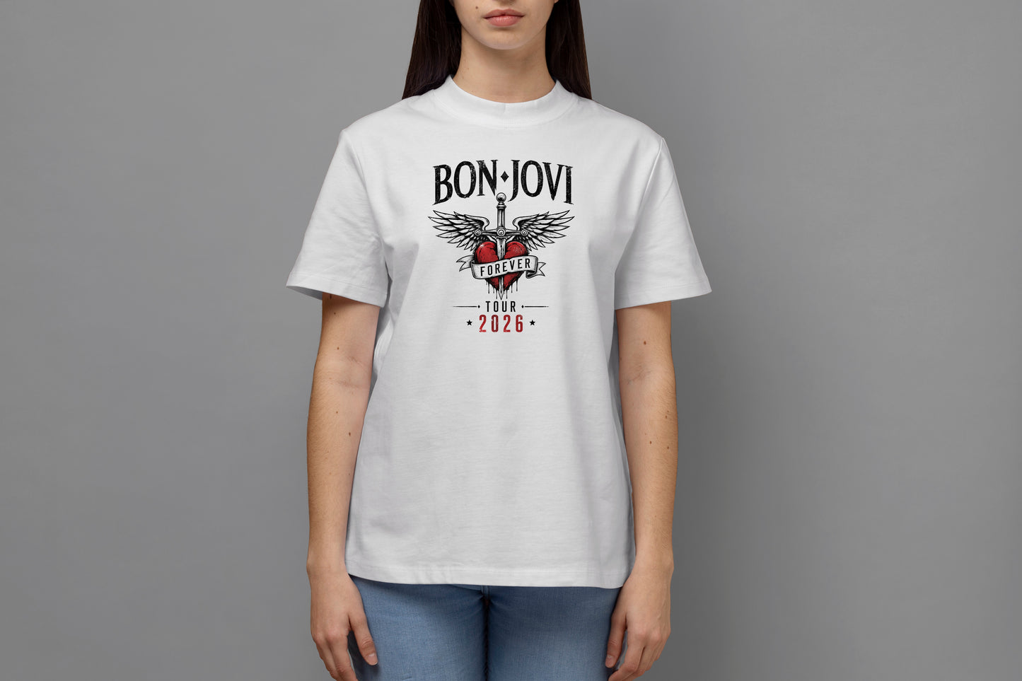 BON JOVI FOREVER TOUR 2026 HIGH QUALITY HEAVY COTTON T-SHIRT (UNISEX)