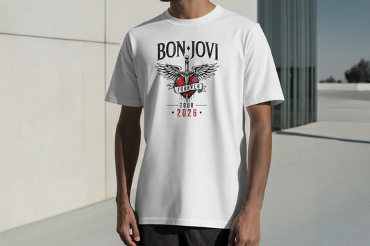 BON JOVI FOREVER TOUR 2026 HIGH QUALITY HEAVY COTTON T-SHIRT (UNISEX)