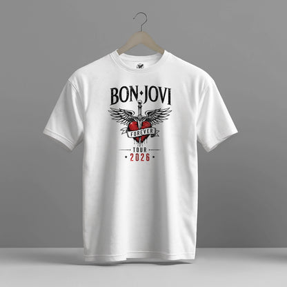 BON JOVI FOREVER TOUR 2026 HIGH QUALITY HEAVY COTTON T-SHIRT (UNISEX)